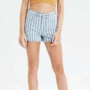 American Eagle Mom fit Denim Shorts striped blue & white Size 2